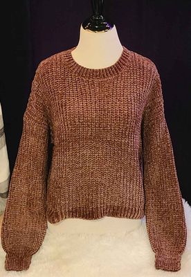 Brown Chenille Cropped Sweater