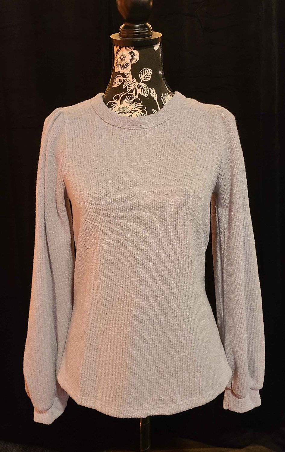 Silver Sweater Top with Buttons on Back