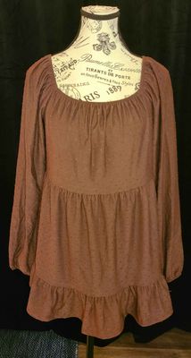 Brown Swiss Dot Puff Sleeve Top