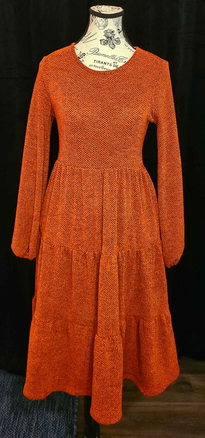 Rust Sweater Dress with Pockets