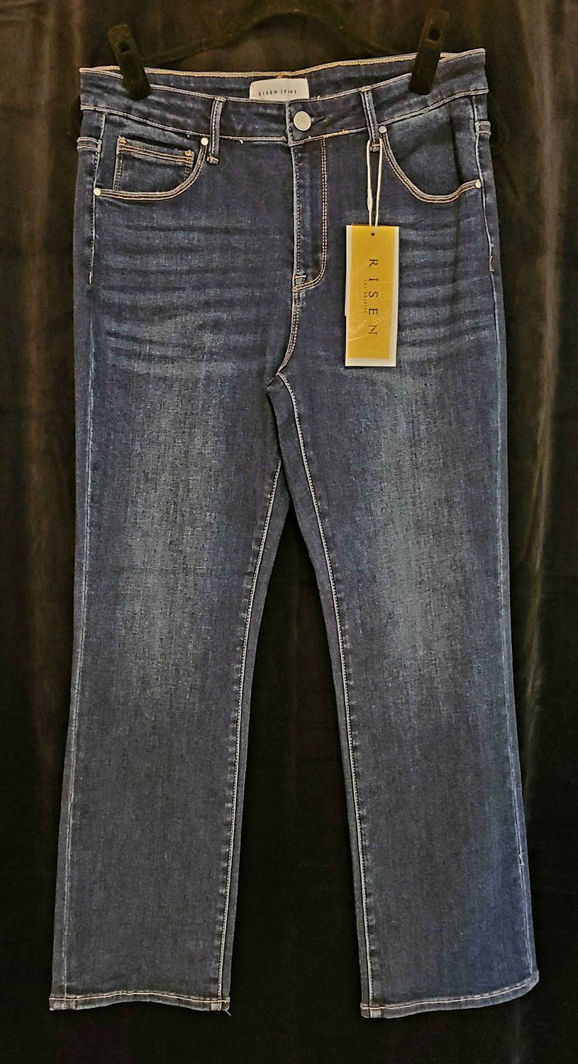Risen Dark Wash Slim Straight Jeans