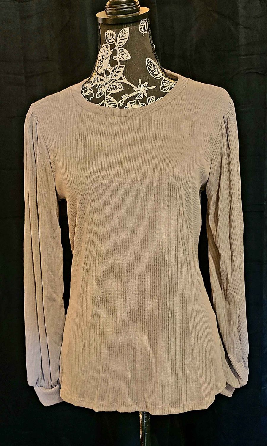 Latte Ribbed Puff Sleeve Top
