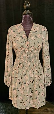 Sage Floral Smocked Waist Dress