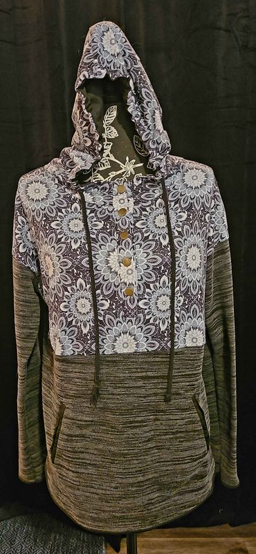 Gray Floral Hoodie