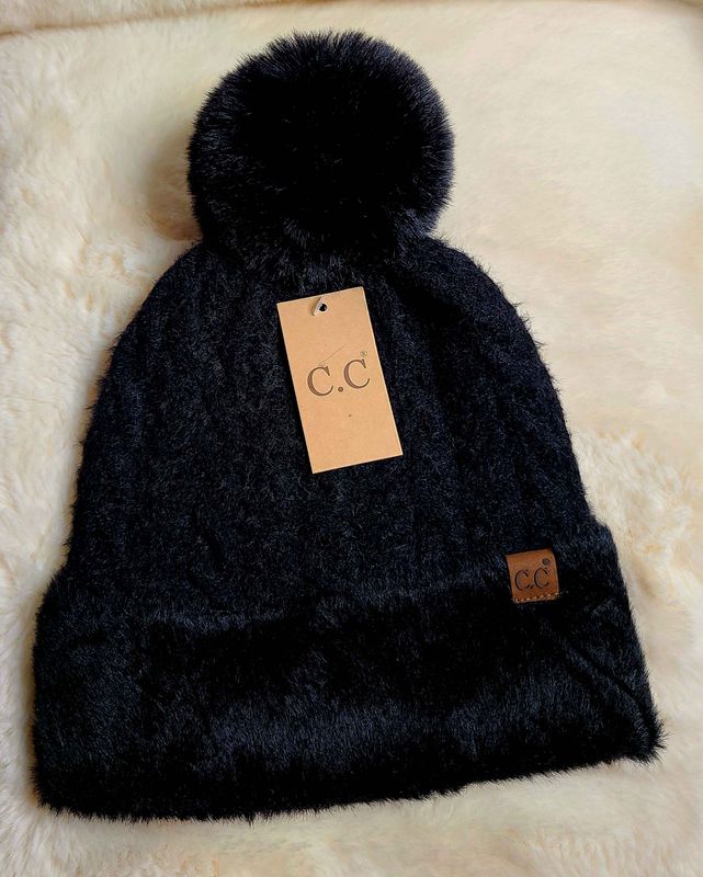 C.C Black Fur Beanie