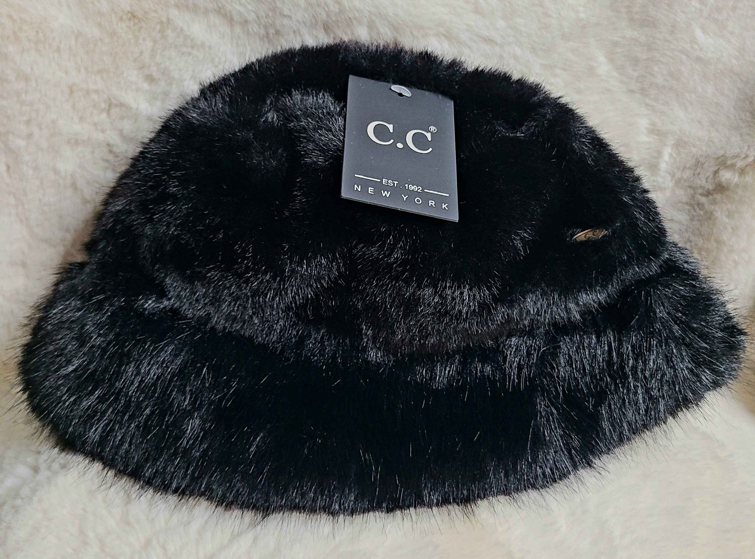 C.C Black Fur Bucket Hat