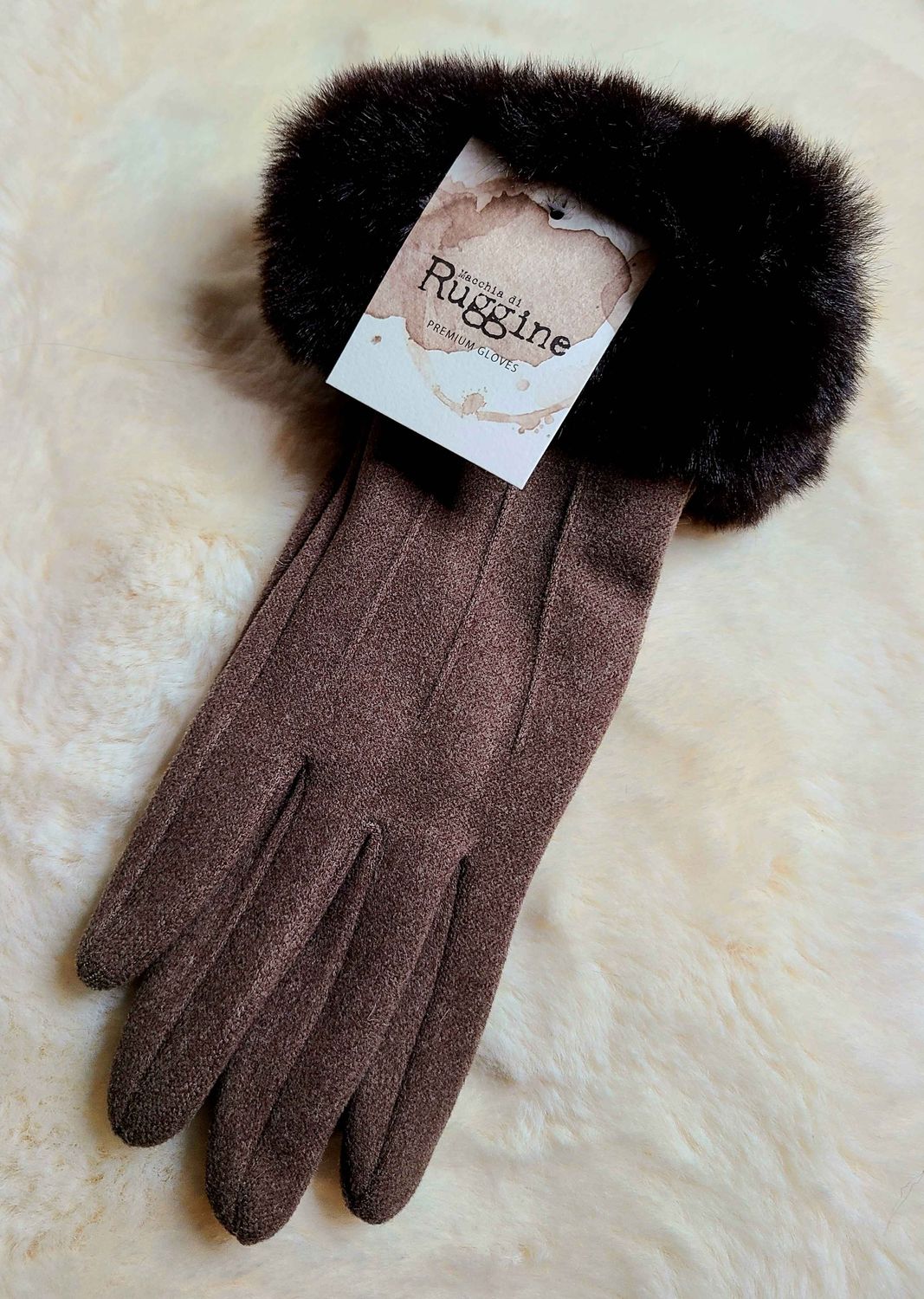 Brown Fur Cuff Gloves