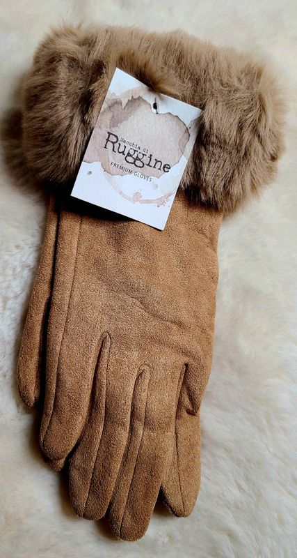Camel Fur Cuff Gloves