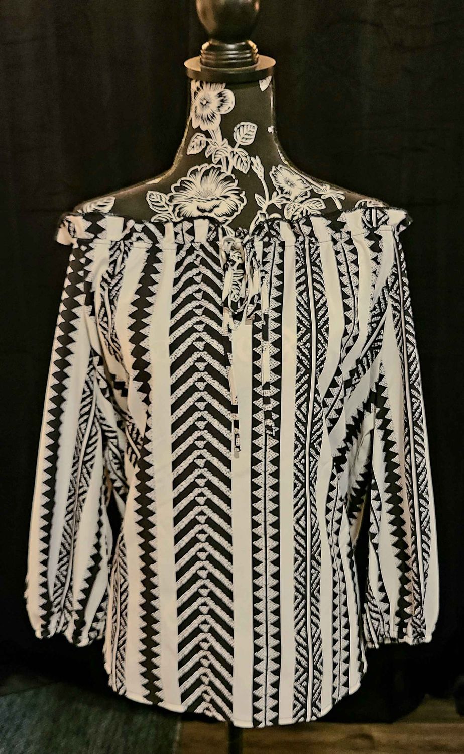 Black and White Aztec Top