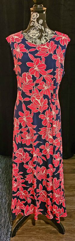 Navy and Pink Floral Maxi Dress