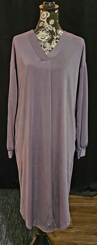 Gray Venezia V Neck Dress with Pockets