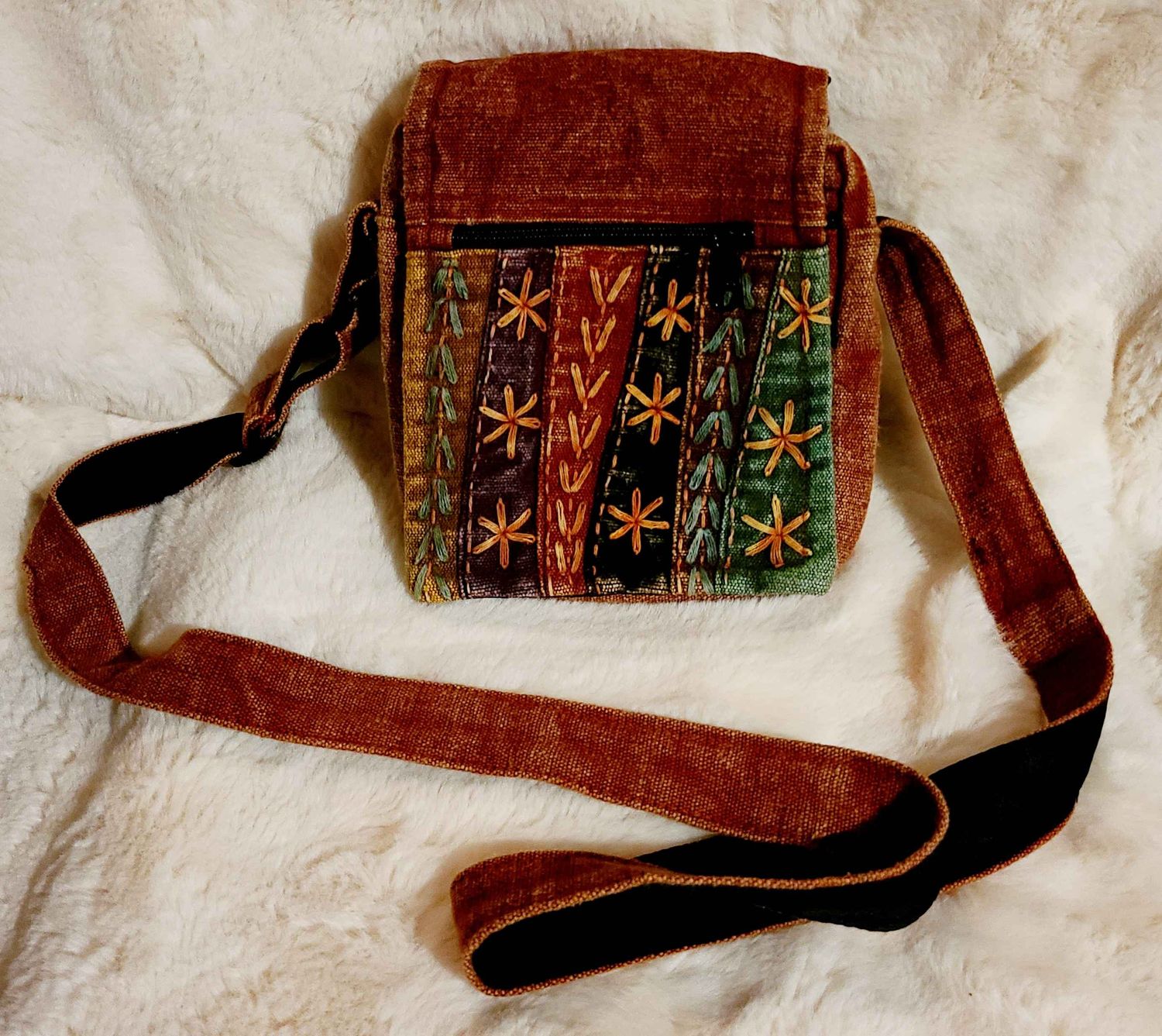 Brown Canvas Crossbody Bag