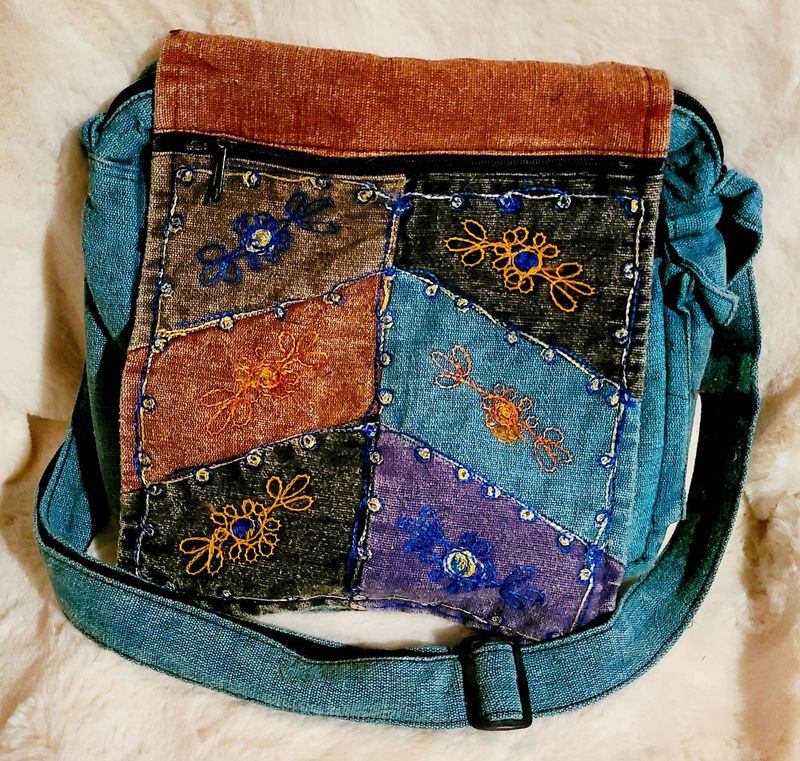 Teal Canvas Hobo Bag