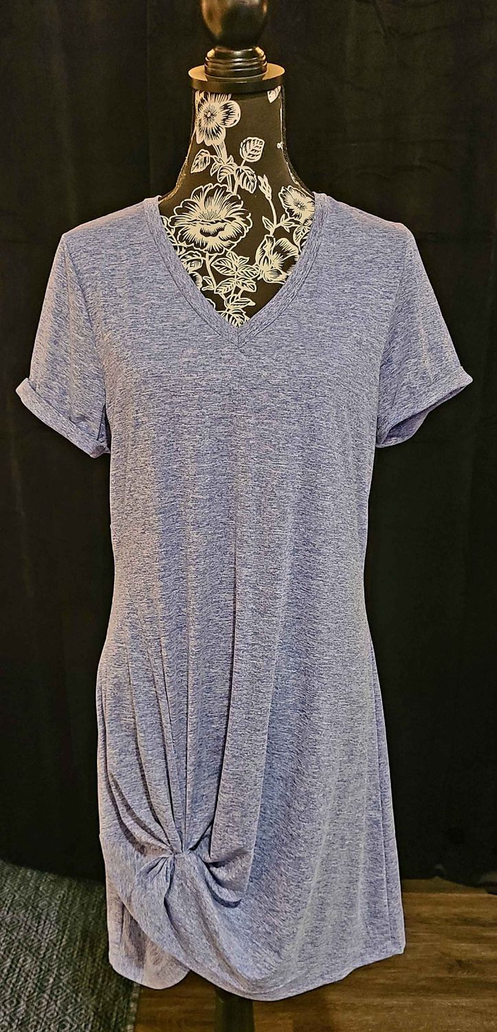 Blue T-Shirt Knotted Dress