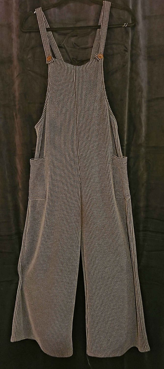 Charcoal Gray Urban Ribbed Overall Jumpsuit with Pockets