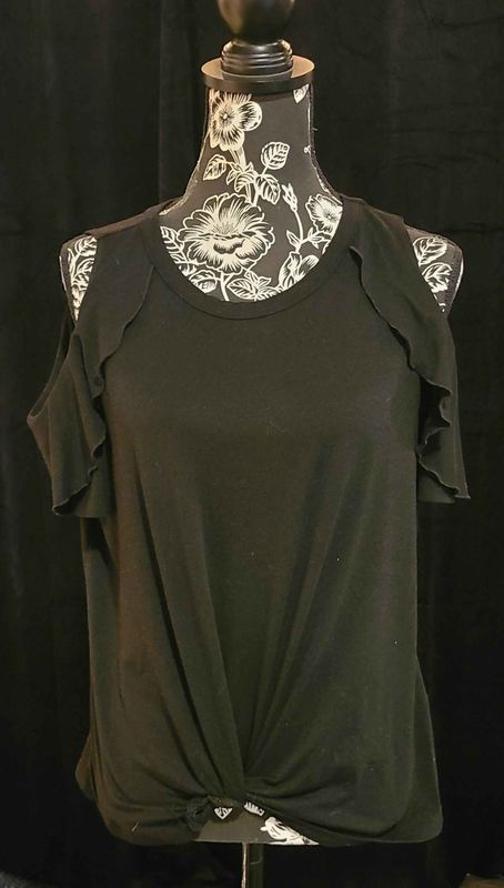 Boutique Brand Black Cold Shoulder Top