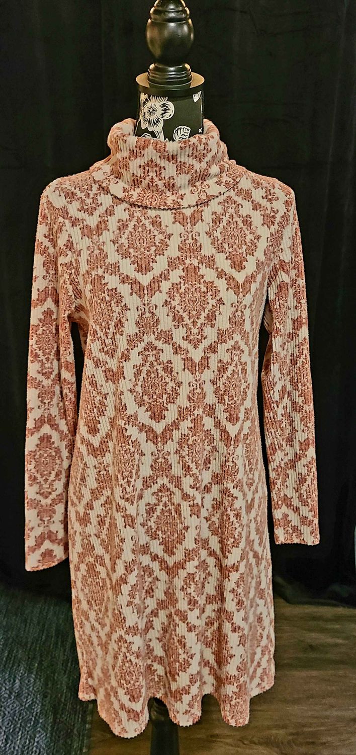 Burgundy and White Sweater Dress