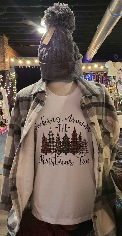 Bella Canvas White Rocking Around the Christmas Tree T Shirt