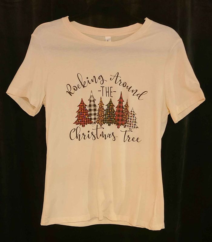 Bella Canvas Natural Rocking Around the Christmas Tree T Shirt