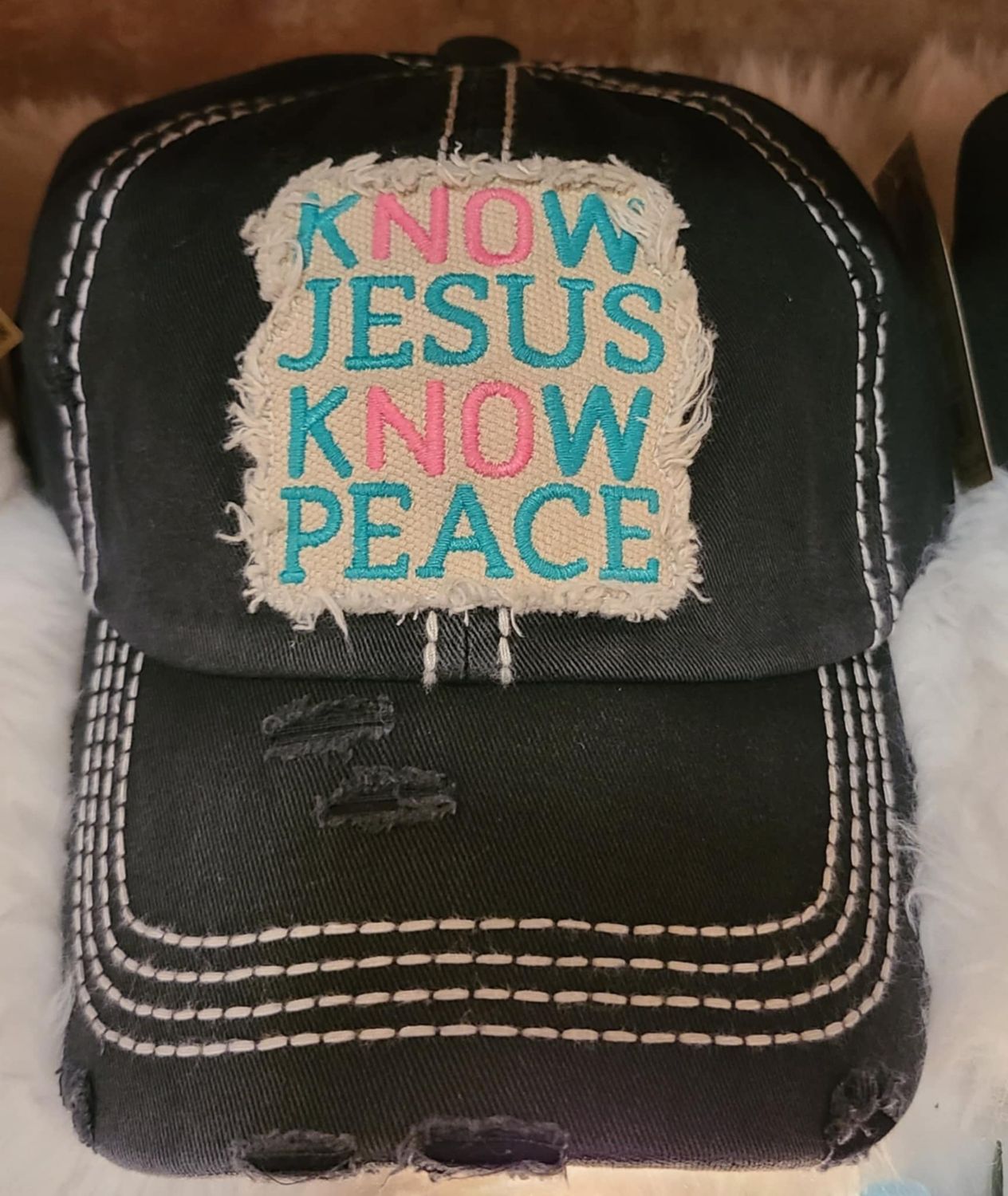 Black Know Jesus Know Peace Ball Cap