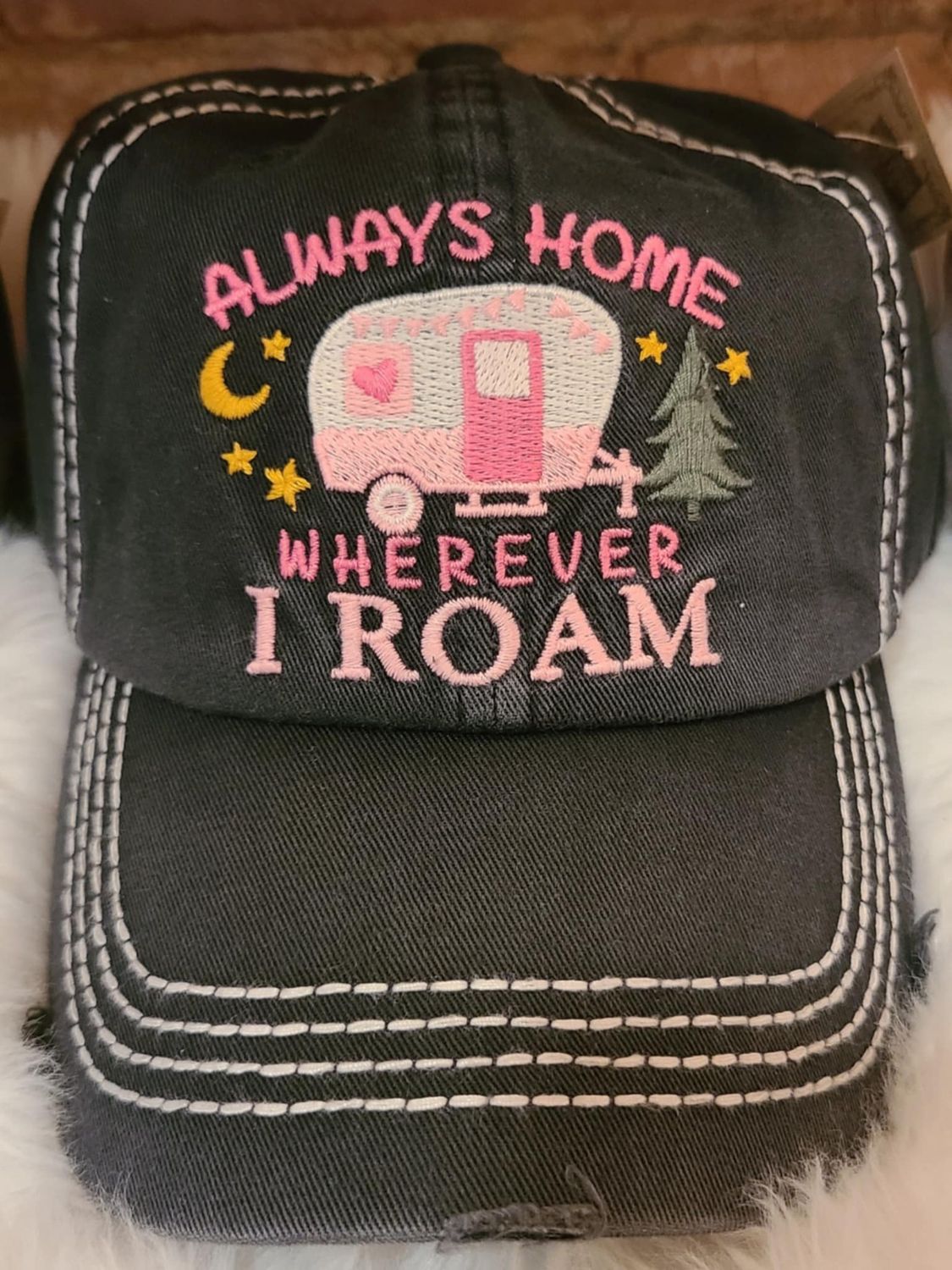 Black Always Home Wherever I Roam Ball Cap