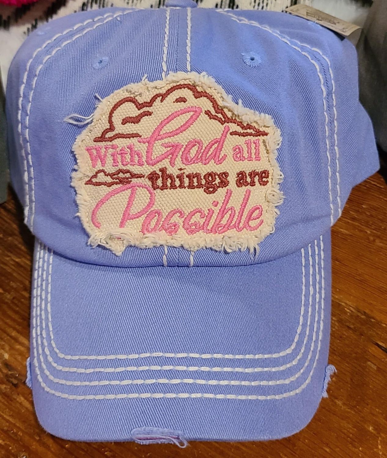 Periwinkle With God All Things Are Possible Ball Cap
