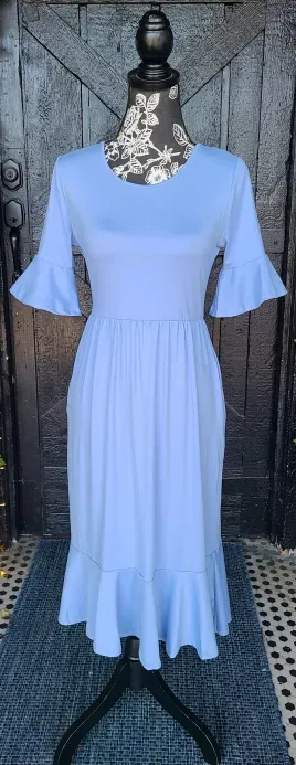 Periwinkle Ruffle Sleeve Dress with Pockets