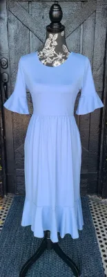 Periwinkle Ruffle Sleeve Dress with Pockets