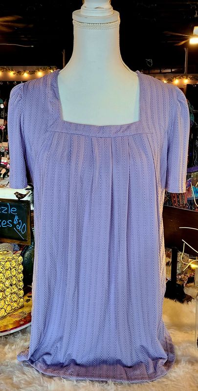 Lavender Square Neck Ruffle Sleeve Top