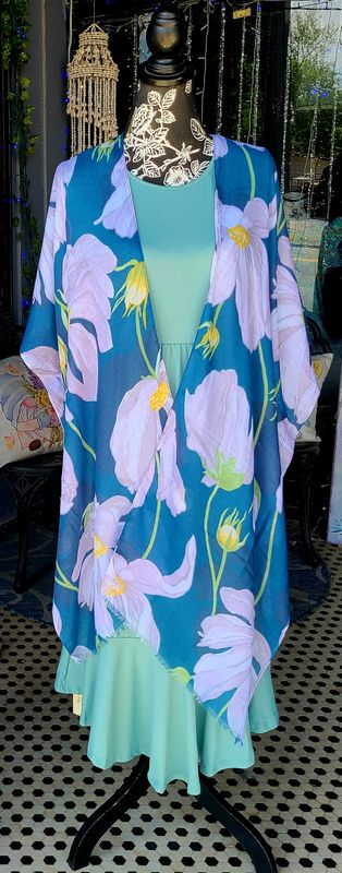 Blue and White Floral Kimono