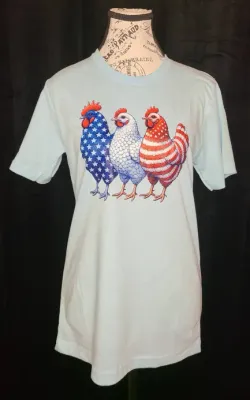Bella Canvas Ice Blue Patriotic Chickens T-Shirt