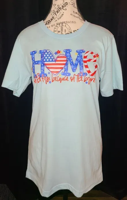 Bella Canvas Light Blue Home of the Free Because of the Brave T-Shirt