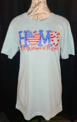Bella Canvas Light Blue Home of the Free Because of the Brave T-Shirt