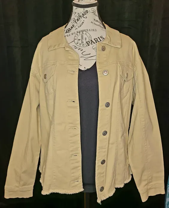 Tan Frayed Hem Jean Jacket