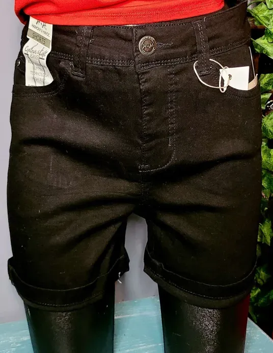 Black Denim Shorts