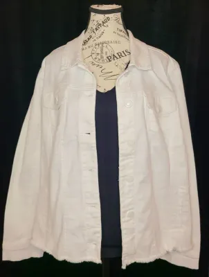 White Frayed Hem Jean Jacket