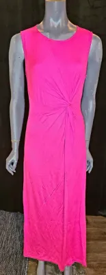 Magenta Sleeveless Twist Front Maxi Dress