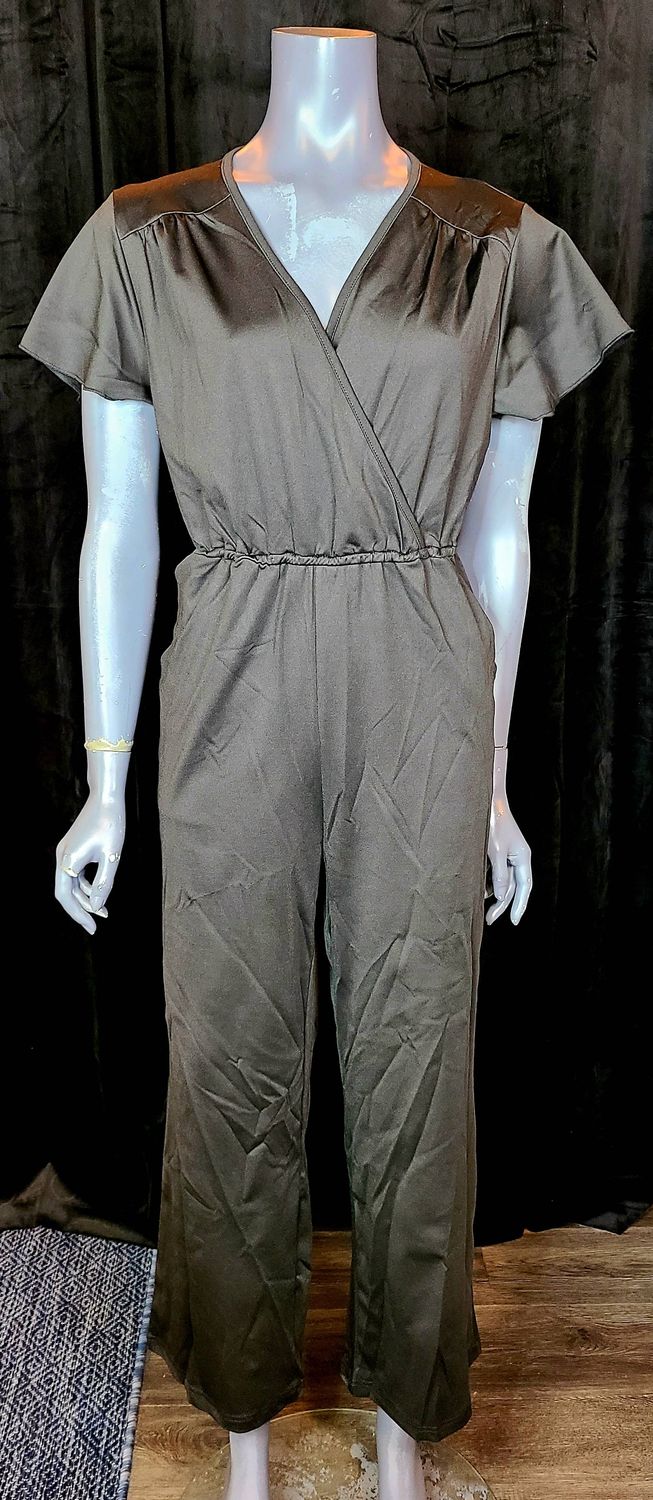 Black Ruffle Sleeve Jumpsuit with Pockets