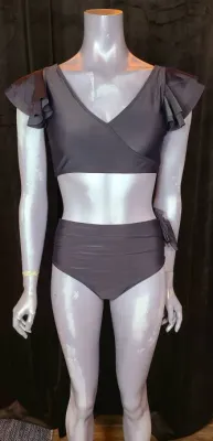 Black Ruffle High Waist Swimsuit