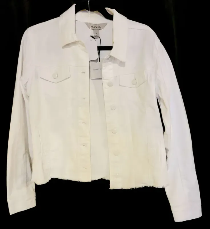 White Jean Jacket with Fray Hem