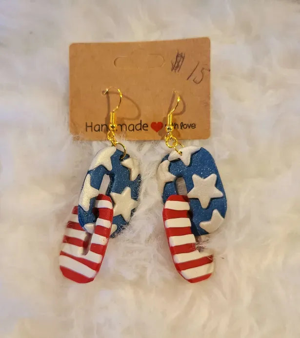 Red White and Blue Stars and Stripes Earrings