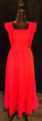 Red Ruffle Tie Back Dress