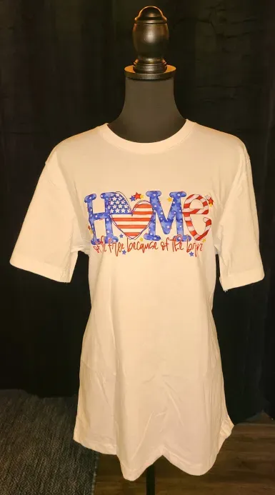 Bella Canvas White Home of the Free Because of the Brave T-Shirt