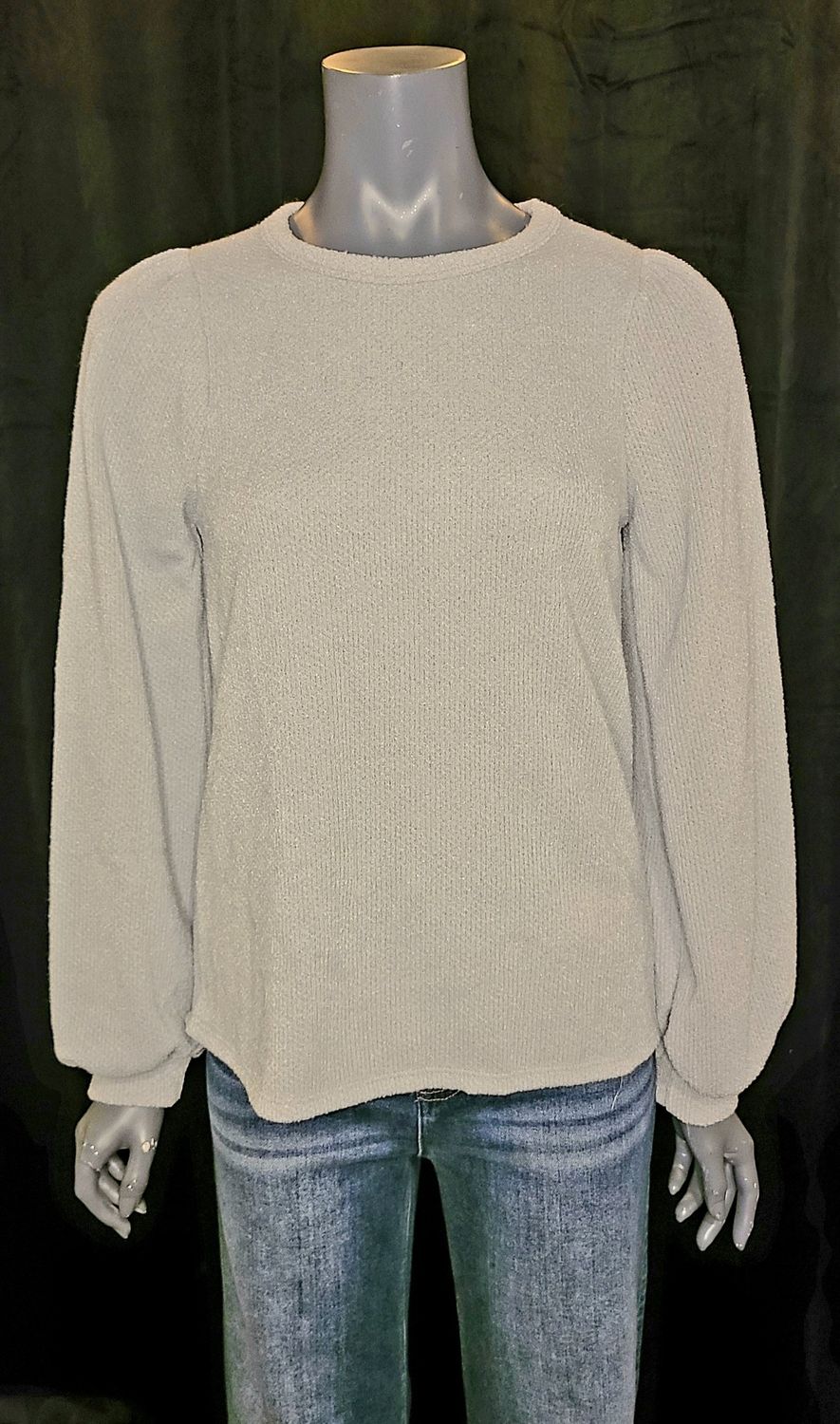 Silver Sweater Top with Buttons on Back