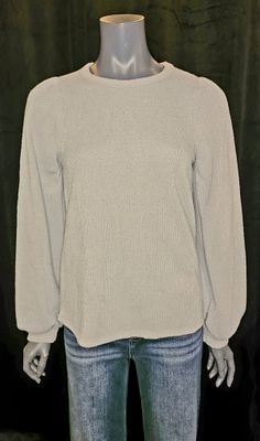 Silver Sweater Top with Buttons on Back