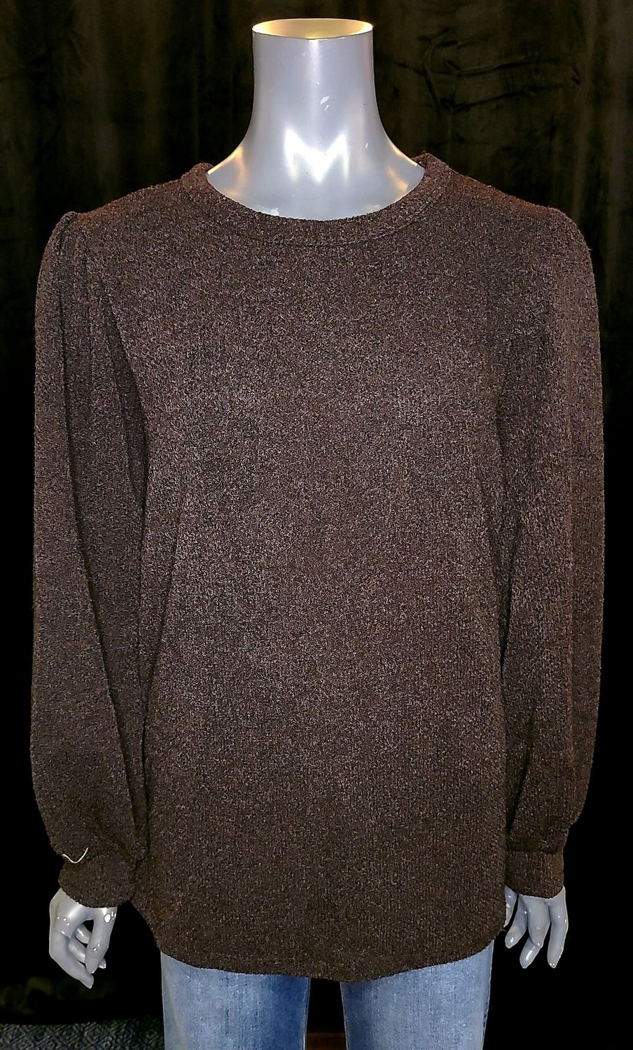 Black Sweater Top with Buttons on Back
