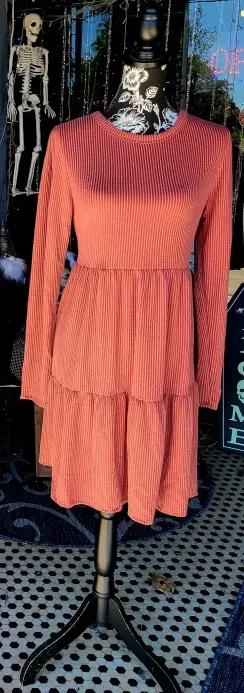 Rust Urban Ribbed Tiered Dress