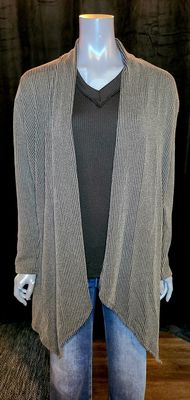 Charcoal Grey Urban Ribbed Cardigan with Pockets
