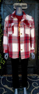 Burgundy and White Flannel with Pockets