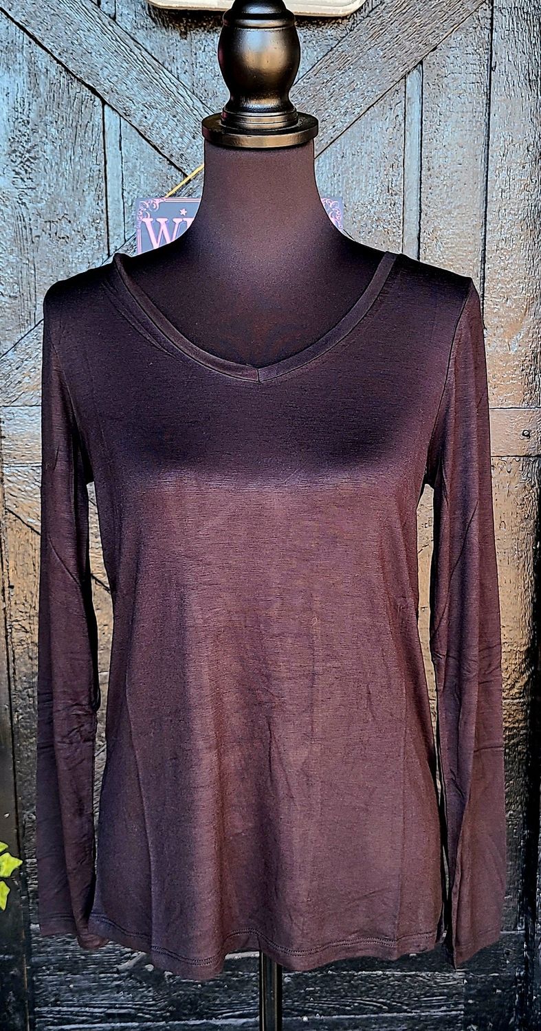 Black Silky Soft V Neck Top
